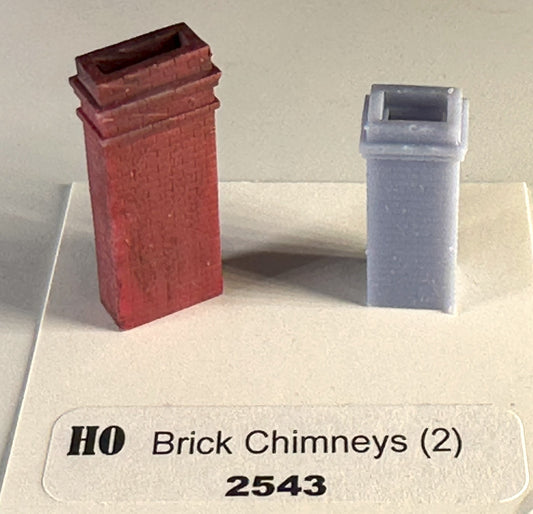 HO Two Brick Chimneys - HO Scale
