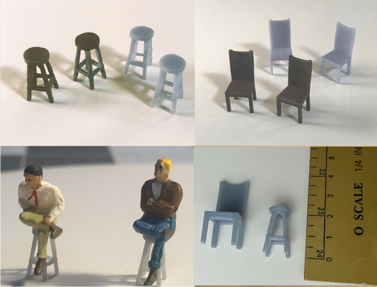 O Chairs (4) and Barstools (4) - O Scale